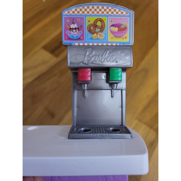 Barbie Soda Fountain / Snack Bar Accessory – Purple Counter with Drink Dispenser - Picture 7 of 12